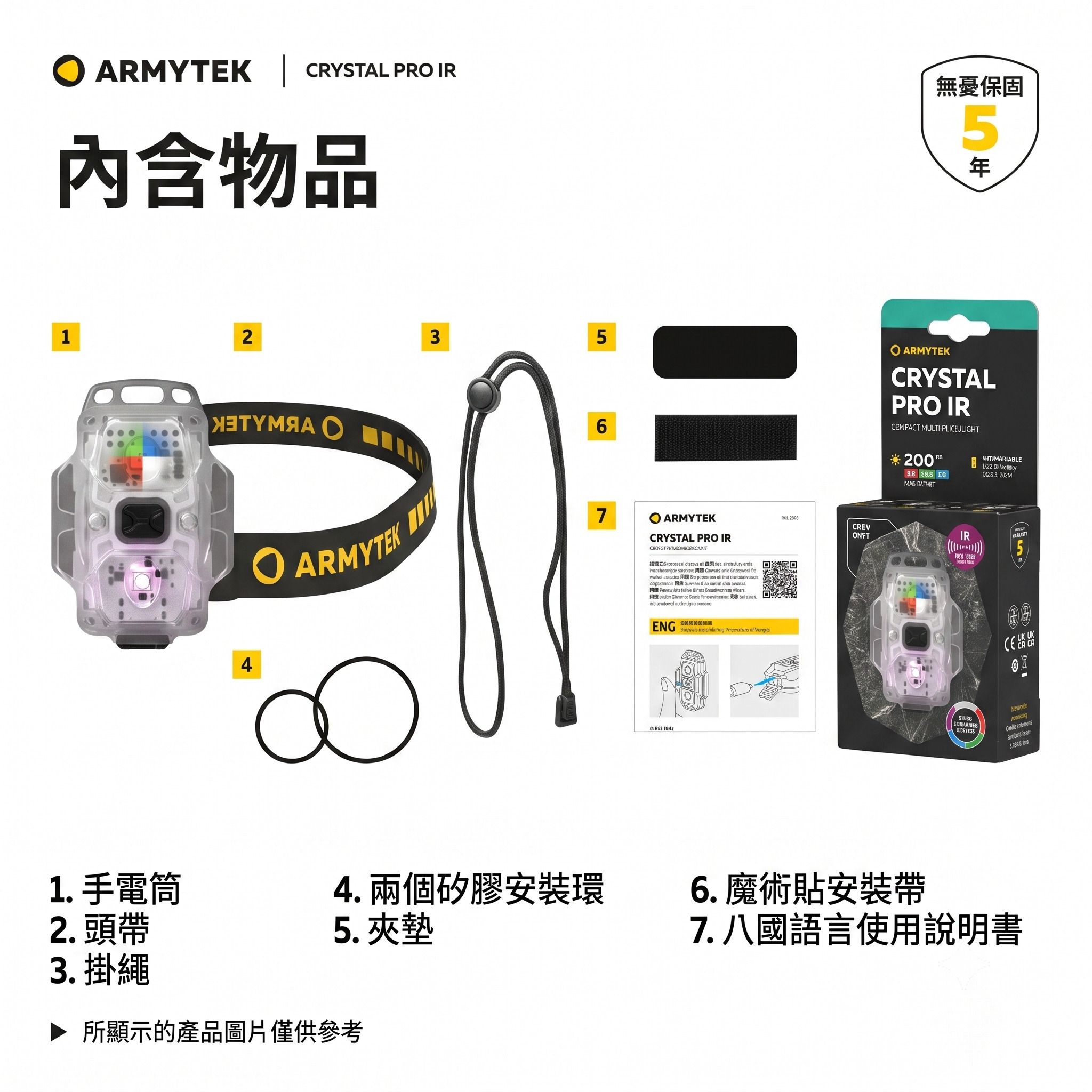 Armytek Crystal Pro IR 200流明 多功能便攜燈 4種光色+紅外線 鑰匙圈燈 警示燈 帽沿燈 單車燈 USB-C 2025新版:圖片 2