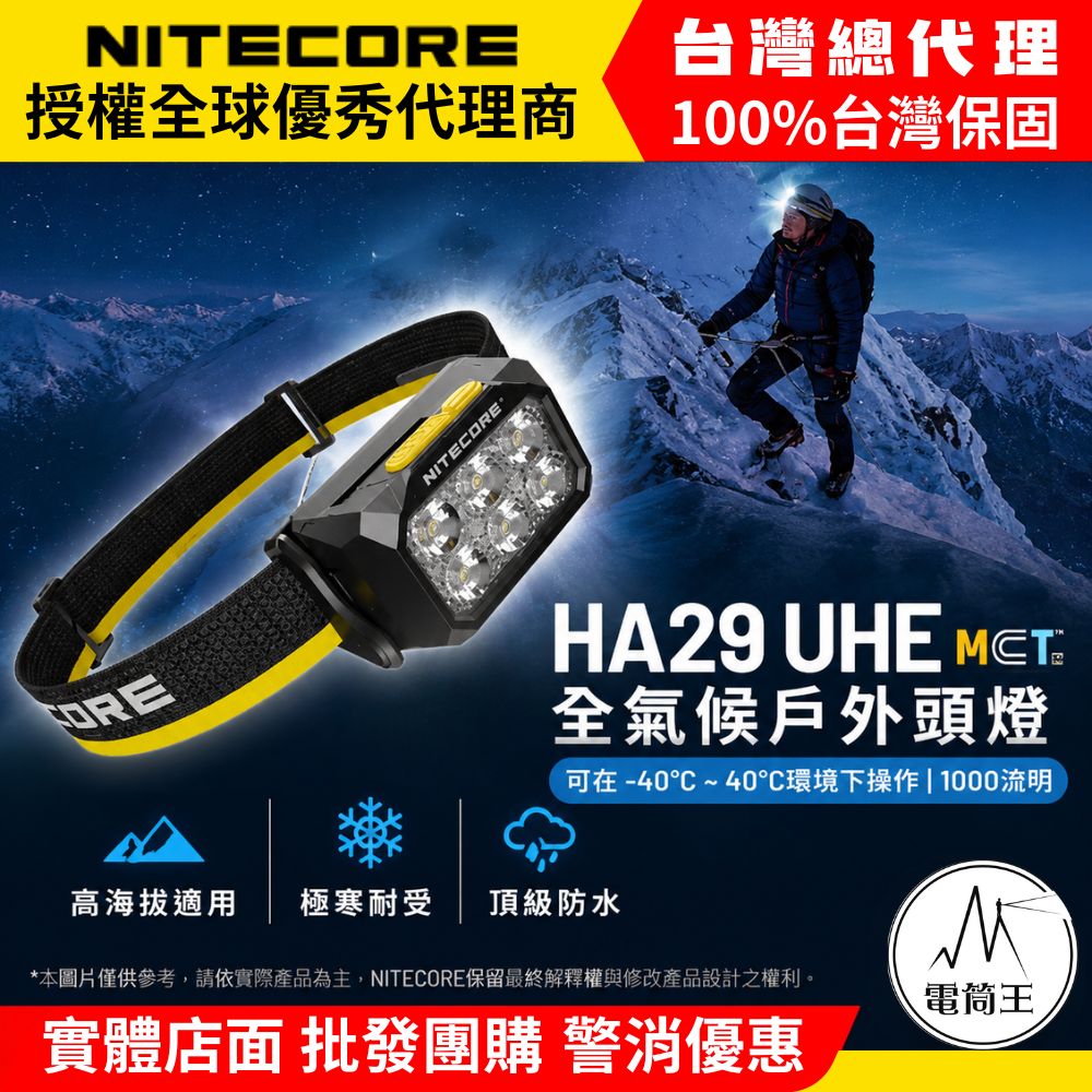 NITECORE HA29 UHE 1200流明 170米 全天候戶外頭燈 MCT多色溫 適用高海拔 耐低溫 IPX8